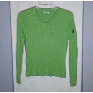 Ashworth Men’s Large Green Ribbed Knit V-Neck Sweater Golf Pullover